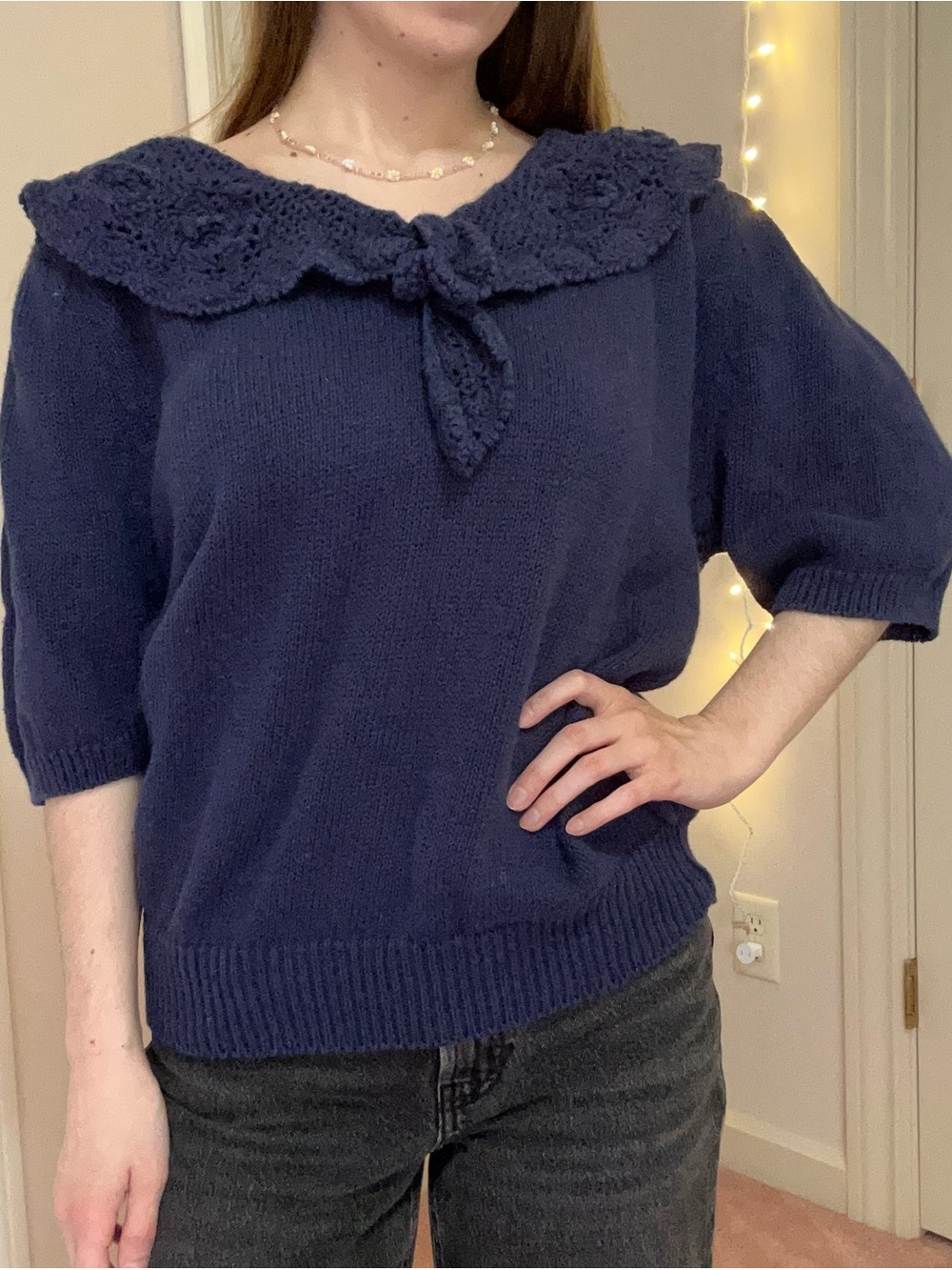 Vintage Navy Knit Sweater Top